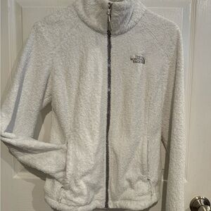 NORTH FACE XS White Osito Fuzzy Fleece Mock Neck Full Zip Pockets Jacket